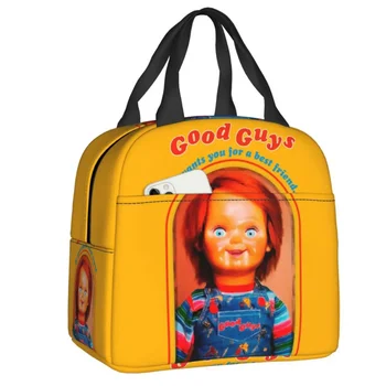 Chucky Ретро Фильмы Изолированные сумки для ланча для кемпинга Путешествия Хорошие парни Игра Герметичный термокулер Bento Box Женщины Дети