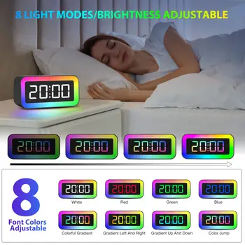  светодиодные цифровые будильники с красочной RGB-подсветкой и различными режимами отображения Перезаряжаемый диммируемый звук для дома