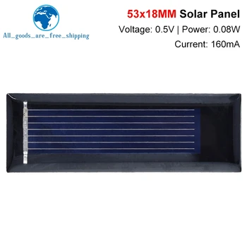 TZT 0,5 В 100 мА 0,08 Вт 53 * 18 мм Солнечная панель Эпоксидная поликристаллическая DIY Аккумулятор Зарядное устройство Мини Солнечная батарея Горячая распродажа