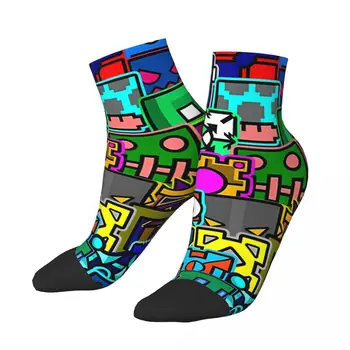  Смешные мужские носки для лодыжек Крутая геометрия Шаблон Хип-хоп Сумасшедший экипаж Носок Подарок Шаблон Печатный