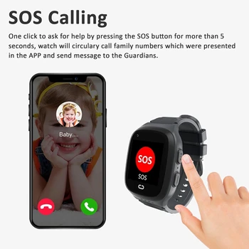  черные детские смарт-часы с GPS-трекером и видеозвонками, одноклавишный SOS-звонок, голосовой чат, камера, GPS-трекер, часы для детей 1