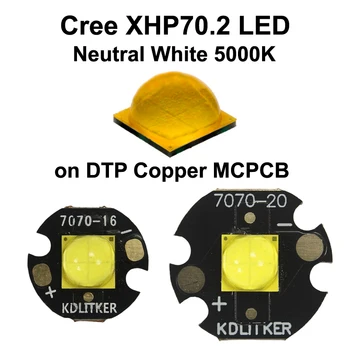 Cree XHP70.2 Нейтральный белый 5000K SMD 7070 Светодиодный излучатель на KDLITKER DTP Медный MCPCB Фонарик DIY Мощный прожектор