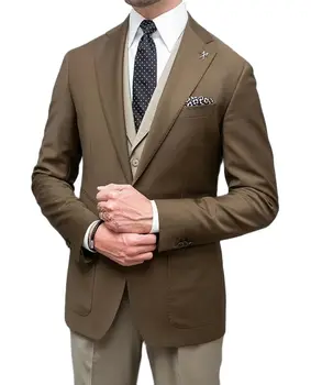  Классический британский стиль Изготовленный на заказ мужской костюм с двумя пуговицами 3 шт. Slim Fit Формальные костюмы Tailored Индивидуальный для цвета Настройщик по размеру