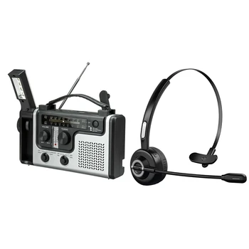 HTHL-Solar Radio Портативное FM / AM радио Встроенный динамик и Bluetooth-наушники с микрофоном, беспроводная гарнитура на ухе