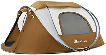 up Палатка для кемпинга на 4 человека Водонепроницаемая палатка 3 вентилируемых сетчатых окна, 2 большие двери Мгновенная палатка для семьи Простая настройка