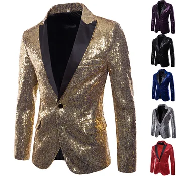 Европейская и американская одежда с блестками золотой бутик высококачественный мужской костюм корейский хозяин ночного клуба пиджак европейского размера