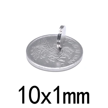 100 / 200 / 300 шт. 10x1 мм Тонкий неодимовый сильный магнит 10 мм X1 мм Постоянный магнит Мощный магнитный круглый магнит 10 * 1 мм