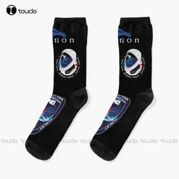 Spacex Dragon Mission Нашивки Носки Носки Походные носки Женщины Рождественская Мода Новогодний Подарок Унисекс Взрослый Подросток Молодежные Носки На Заказ