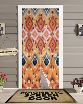 Ацтекский стиль Текстуры Летний магнитный экран Дверная занавеска Антимоскитная сетка Насекомые Мухи Жуки Кухонные шторы